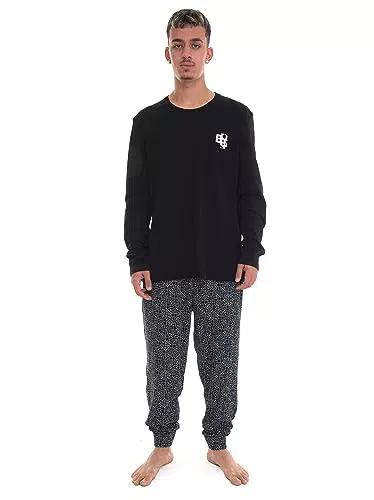 BOSS Herren Relax Long Set Schlafanzug mit Logoprint Black
