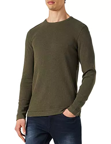 BOSS Herren Tempest Slim-Fit Longsleeve aus Baumwolle mit Waffelstruktur Dunkelgrün XL
