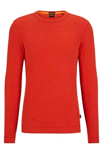 BOSS Herren Tempest Slim-Fit Longsleeve aus Baumwolle mit Waffelstruktur Rot L