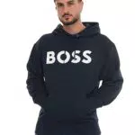 BOSS Herren WebasicHood Hoodie aus Baumwolle mit French-Terry-Struktur und Logo-Print Dunkelblau XL