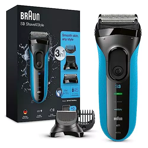 Braun Series 3 Rasierer Herren, 3-in-1-Elektrorasierer