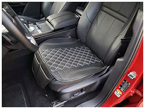 BREMER SITZBEZÜGE Sitzauflage Kunstleder Textilleder kompatibel mit Audi SQ5 8R Sitzkissen in Kunstleder Schwarz/Weiߟe Naht OT408
