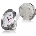 Bresser 8020114 Bad Wanduhr MyTime Bath mit Temperaturanzeige und Funkuhr mit gebürstetem Aluminiumrahmen