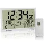 Bresser Wetterstation Funk mit Außensensor MyTime Jumbo LCD Wetter Wanduhr mit Außensensor und extra großen Ziffern für Tisch und Wandmontage