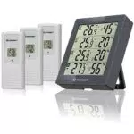 Bresser Wetterstation Funk mit Außensensor Temeo Hygro Quadro inklusive 3 Außensensoren um bei 4 Umgebungen gleichzeitig Temperatur und Luftfeuchtigkeit zu messen und zu kontrollieren