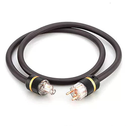 Brollitest HiFi End High Netzkabel, Vergoldetes Reines Rotes Kupfer EU Schukostecker HiFi Stromkabel für Audio