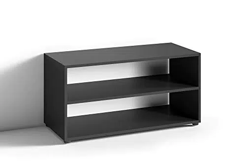byLIVING TV Stand VICTORIA / kleines Regal schwarz / Beistelltisch 90 cm breit / Wohnzimmertisch / Schrank / TV Bank / TV Tisch / Schwarz / 90 x 45 x 39 cm