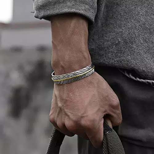 Bysonglezai Armbänder Herren Armband Armreif Geschenk Damen Vintage Feder Manschette Armreif Für Männer Handgelenk Verstellbar Armband Geburtstagsgeschenk S1