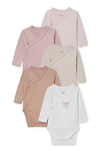 C&A Baby Mädchen Body Multipack|5er Pack Bedruckt|Motivprint|Unifarben rosa 42