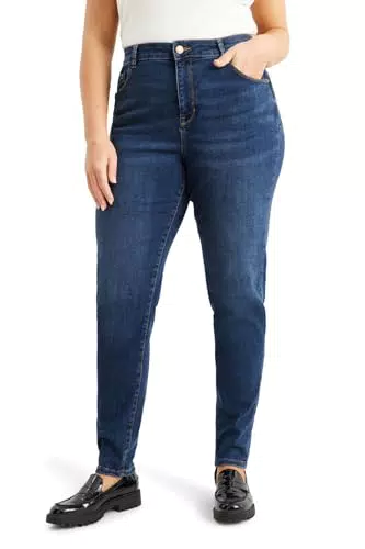 C&A Damen 5-Pocket Hosen Große Größen Skinny Mid Rise/Mid Waist Stretch|Baumwolle|Denim Jeans-blau 48 S-L-R