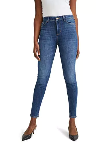 C&A Damen 5-Pocket Jeans Casual Skinny Mid Rise/Mid Waist Stretch|Baumwolle|Denim|Lycra Jeans-blau 42 S-L-R