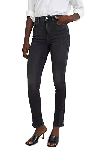 C&A Damen 5-Pocket Jeans Casual Slim High Rise/High Waist Baumwolle|Denim|Stretch|Lycra Jeans-dunkelgrau 34 S-L-R