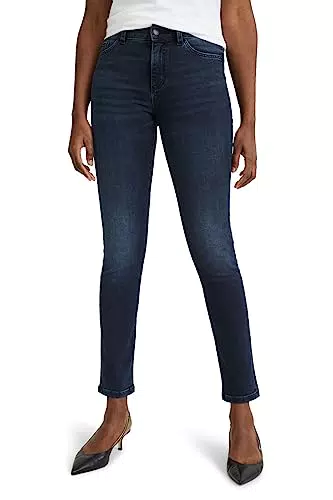 C&A Damen 5-Pocket Jeans Casual Slim Mid Rise/Mid Waist Stretch|Baumwolle|Denim|Lycra Jeans-dunkelblau 48 S-L-R