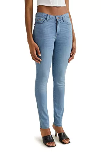 C&A Damen 5-Pocket Jeans Casual Slim Mid Rise/Mid Waist Stretch|Baumwolle|Denim|Lycra Jeans-hellblau 38 S-L-R