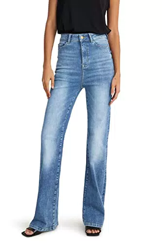 C&A Damen 5-Pocket Shapewear Jeans Casual Flare High Rise/High Waist Baumwolle|Denim|Stretch|Lycra Jeans-blau 36 Kurz S-L-R