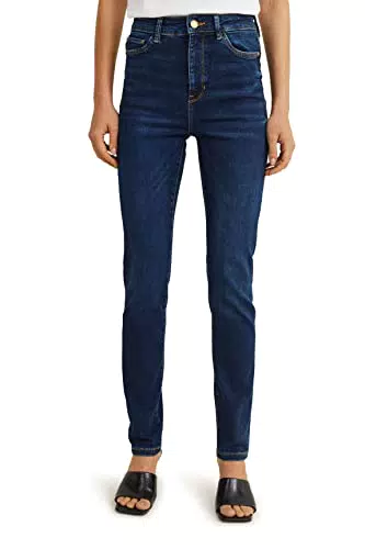 C&A Damen 5-Pocket Shapewear Jeans Casual Slim High Rise/High Waist Stretch|Baumwolle|Denim|Lycra Jeans-blau 40 Lang S-L-R