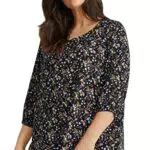 C&A Damen Bluse Große Größen Blumenmuster schwarz 52