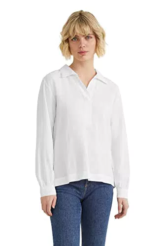 C&A Damen Bluse Unifarben weiß 48