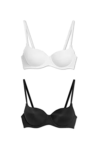 C&A Damen Full Coverage BH Full Coverage Bra Stretch|Synthetisch Multipack|2er Pack schwarz 80 B