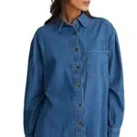 C&A Damen Hemd Top Langärmelig Jeans-blau 34