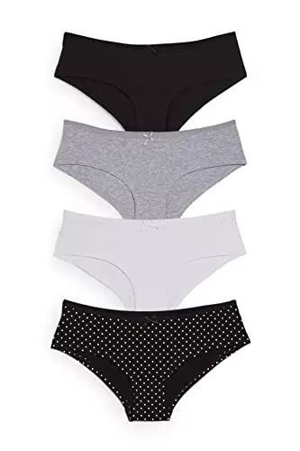 C&A Damen Hipster Unterwäsche Baumwolle|Stretch|Lycra 4er Pack|Multipack schwarz S