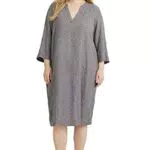 C&A Damen Kleid Große Größen unter dem Knie Regular Fit Kleider grau-Melange 48