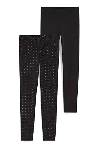 C&A Damen Leggings Hosen Skinny Bedruckt 2er Pack|Multipack schwarz S