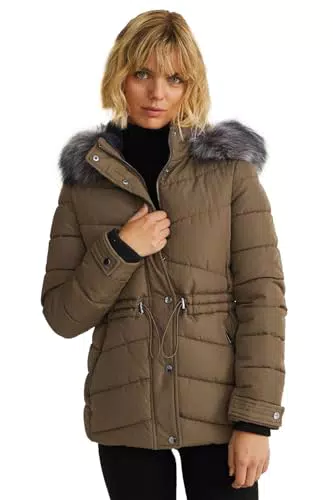 C&A Damen Steppjacke Polyester Nicht wasserfest dunkelgrün 36