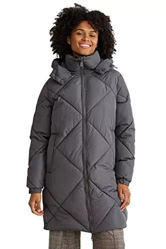 C&A Damen Steppmantel Polyester Puffer coat Relaxed Fit dunkelgrau 50