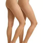 C&A Damen Strumpfhose Stretch|Synthetisch|Lycra Strumpfhosen 15 DEN 2er Pack|Multipack Mandel XL