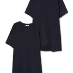 C&A Damen Unifarben T-Shirt Große Größen V-Ausschnitt Kurzärmelig 2er Pack|Multipack dunkelblau 56-58