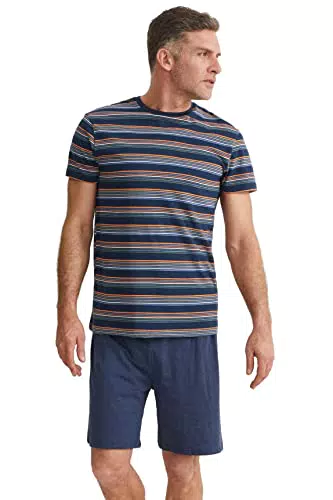 C&A Herren Shorty Set Regular Fit Streifen|Unifarben Polyester|Baumwolle dunkelblau S