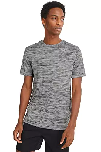 C&A Herren T-Shirt Kurzärmelig Rundhalsausschnitt Polyester Unifarben grau-Melange L
