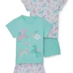 C&A Kinder Mädchen Pyjama Multipack Regular Fit Motivprint|Unifarben|Bedruckt helltürkis 98