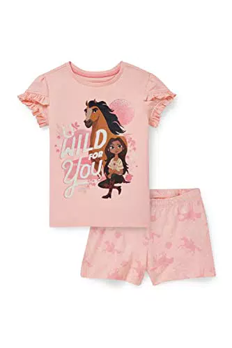 C&A Kinder Mädchen Pyjama Set Relaxed Fit Bedruckt|Motivprint Spirit - wild und frei rosa 98