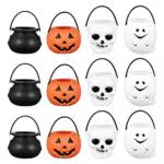 Cabilock Mini Halloween Eimer Süßigkeitenhalter Mehrzweck Neuheit Schwarz Hexe Kunststoff Halloween Hexen Kessel Kessel Schädel Kürbis Geister Süßigkeiten Eimerhalter Dekor für Halloween