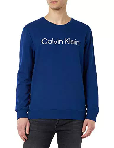 Calvin Klein Herren Sweatshirt ohne Kapuze, Blau, XL