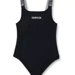 Calvin Klein Mädchen Swimsuit Regulär, Pvh Black, 8-10 Jahre