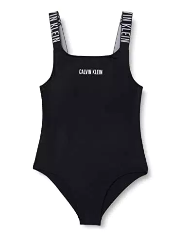 Calvin Klein Mädchen Swimsuit Regulär, Pvh Black, 8-10 Jahre