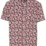 camel active Herren Kurzarm Hemd mit Allover-Print Beige-Rot Menswear-XL