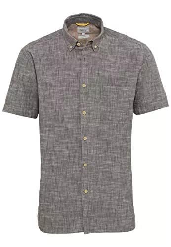 camel active Regular Fit Hemd Halbarm Button Down Kragen meliert grau Größe L