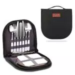 Camping Besteck Set, Outdoor Reisebesteck mit Gabeln Löffel Messer Flaschenöffner Teller und ideal für Outdoor Kochgeschirr Reisen Wandern Camping Perfekt für 1-2 Personen