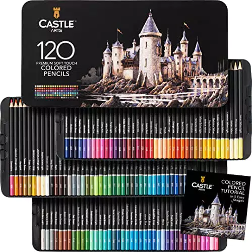 Castle Art Supplies 120 Buntstifte Set, Hochwertige Farbminen mit weichem Kern für Profi-