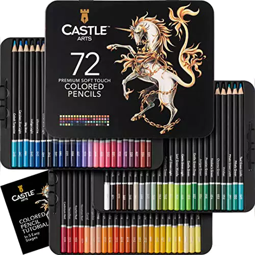Castle Art Supplies 72 Buntstifte Set |Hochwertige Farbminen mit weichem Kern für erfahrene Künstler