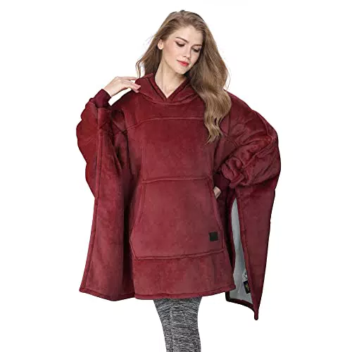 Catalonia Classy Übergroße Sherpa Hoodie Poncho Decke
