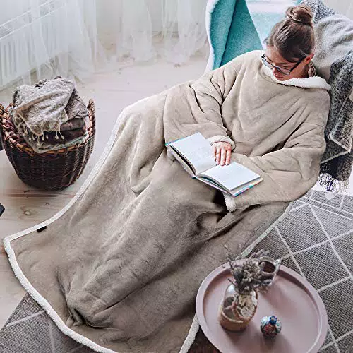 Catalonia Classy Warmere Decke mit Ärmeln, weiche Kuscheldecke mit Armen