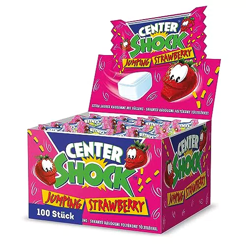 Center Shock Jumping Strawberry, Box mit 100 Kaugummis