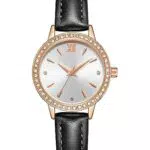 CIVO Damenuhr Elegant Armbanduhr Damen Dünn Analog Quarz Diamant Armband Uhr Damen Roségold Wasserdicht Schwarz Leder Band Uhren