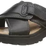 Clarks Damen Coast Cross Slide Sandal, Black Leather