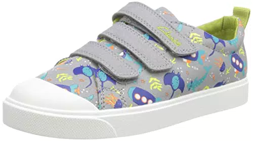 Clarks Jungen City Vibe K Sneaker, Grey Combi, Weit